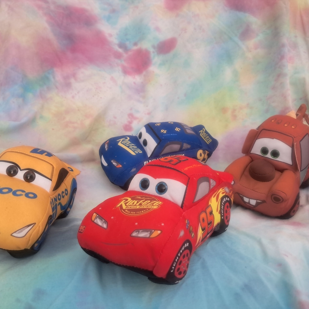 Disney Cars Plush Set - Red, Blue, Yellow, Brown